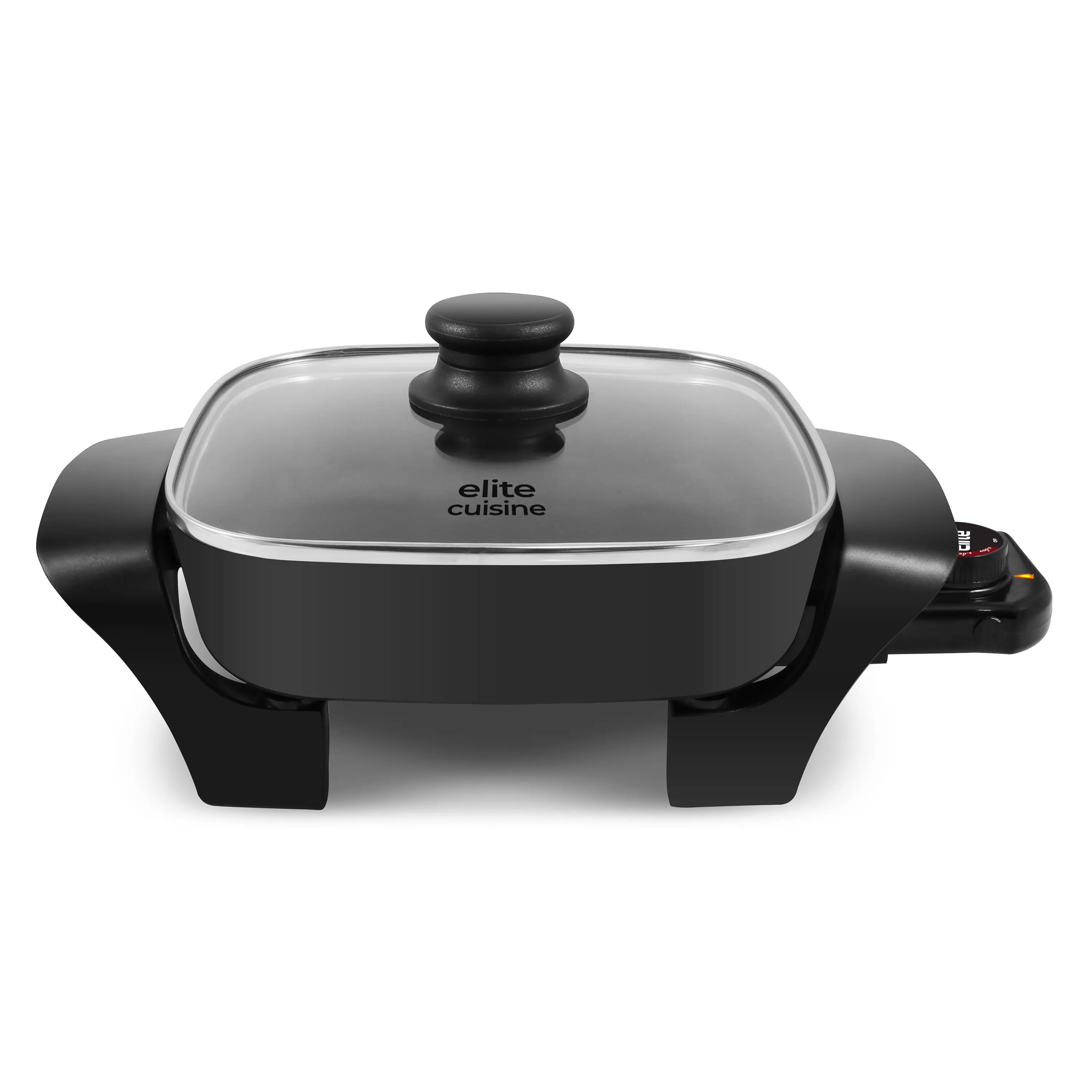 Elite Cuisine EG688 8" Non-Stick Electric Skillet With Tempered Glass Vented Lid