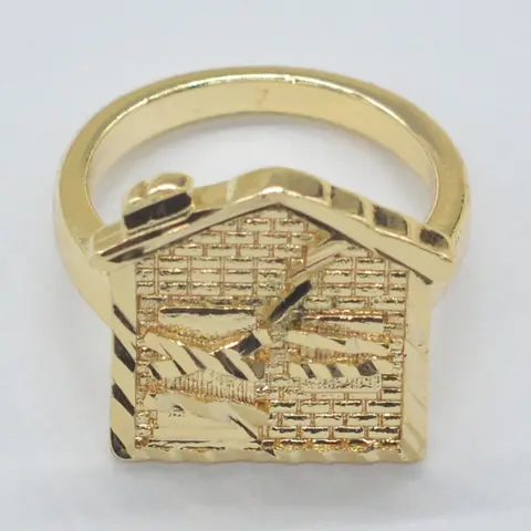 14k Gold Plated House Shape Ring, Unisex Fashion Jewelry, All Seasons Wear, Perfect for Parties, Gifts, Daily Outing Accessories