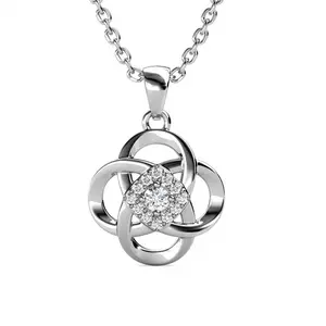 Nyssa 18k White Gold Plated Flower Pendant Necklace with Simulated Diamond Crystals & Sentimental Message for Daughter