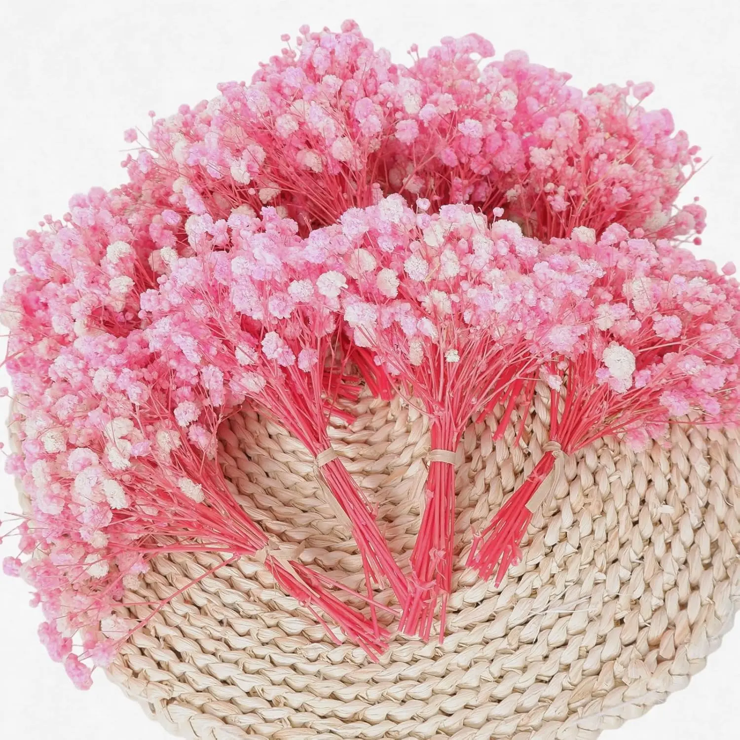 10 Bundles Bloom Pink Dried Babys Breath Flowers 150 Stems - Bulk Gypsophila Bouquet, Natural Real Dried Flowers for Wedding, DIY Crafts, Resin Art, Vase Filler, Romantic Home Decor, Wreath Floral