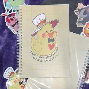 Take That Depression Reusable Sticker Book |Sticker Storage Collection Book, Hazbin Happy Hotel Sticker Book, Lucifer Duck Sticker Album