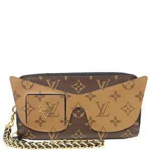 Pre-owned Louis Vuitton Canvas Clutches & Wristlets Shades Reverse Monogram Zippy Wallet Brown