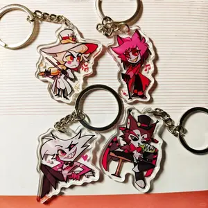 Acrylic Keychain Creative Helluva Boss Student Decor Accessories Alastor Pendant Key Ring Transparent Husk Vaggie Birthday Gift