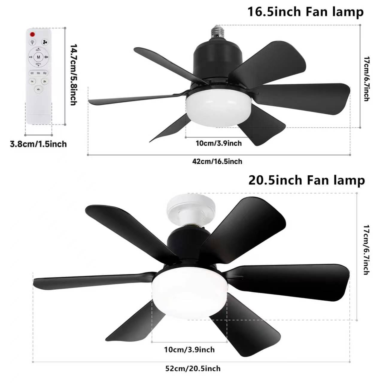 3-in-1 Socket Fan Light with Remote - Easy Install Ceiling Fan with Dimmable LED for Bedroom, Kitchen & Garage | No Wiring Needed