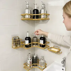2026 Upgraded Suction Cup Corner Shower Caddy - No Drilling Triangle Bathroom Shelf, Large Capacity Rustproof Wall Organizer for Shower, Bathroom & Kitchen Accessories