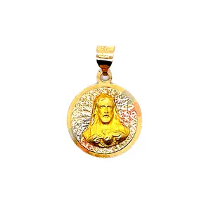 14K Multi-Tone Jesus Medallion