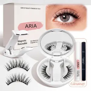 ARIA Magnetic Eyelashes Kit - Soft Faux Mink Lashes for Date Night, No Glue Needed, Reusable, Sweat-Proof, Waterproof, Natural Dense Look, Includes Clip