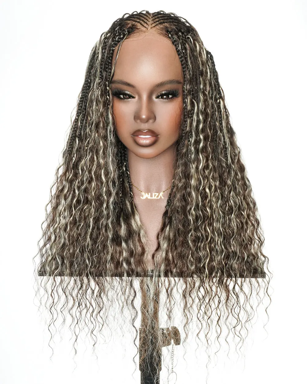 Avery - 2 Steps Fulani 4/613 Boho Box Braided Wig With 100% Human Hair Boho Curls
