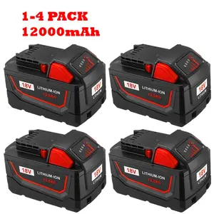 18V Lithium-Ion Battery 12000mAh 1-4 Pack Compatible with Various Power Tools High Capacity Long-lasting