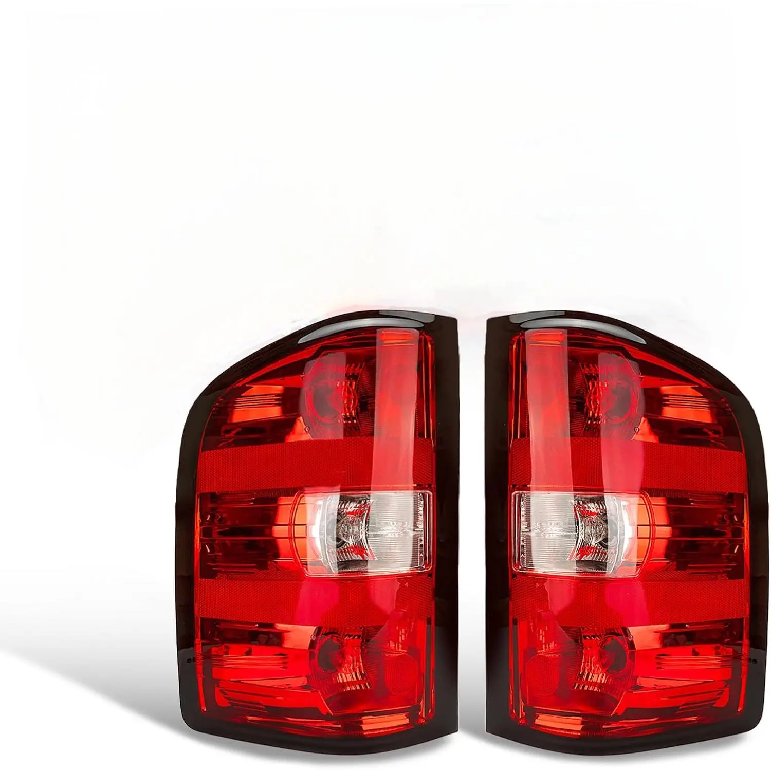 Pair Set Polycarbonate Tail Lights Assembly for 2007-2014 Chevy Silverado 1500/2500HD/3500HD & GMC Sierra 3500 Dually, 1 Rear Left Drive Side & Right Brake/Signal Backup Lights, Waterproof, Sturdy, Corrosion-Resistant, OEM #s Listed 25958482 25877454