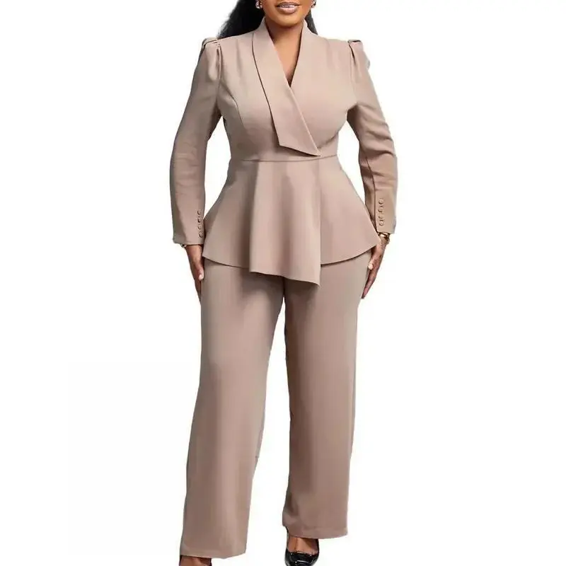 2 Piece Women Sets Plus Size  New Arrival Matching Two Pieces Sets Blazer Coat Top Pants Suits Outfits Clothing