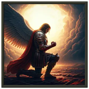 Angelic Knight - Classic Semi-Glossy Paper Metal Framed Poster 30x30 cm / 12x12″