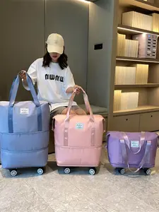 Large Capacity Travel Bag with Wheels, Student Business Trip Organizer, Waterproof Dry Wet Separation, Expandable Luggage Bag