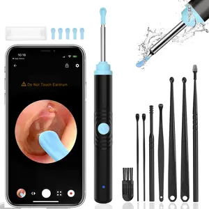 1296P HD Ear Wax Removal Tool with Camera, Wireless Visual Ear Cleaner, 3.5mm Silicone Ear Pick, 6 LED Lights, Compatible with iPhone & Android, Safe for Adults, Kids & Pets