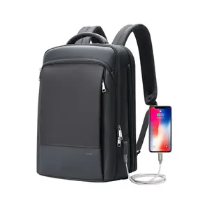 BOPai Expandable Travel Professional Men Business Laptop Backpack 15.6 inch Work Smart Rucksack Anti Theft Large Multi-Function Computer Office Black with Waterproof USB Charging Water Bottle Holder