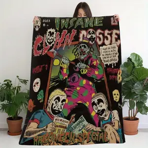 Crazy Clown Posse Anime Theme Print Flannel Blanket - Suitable for all seasons, suitable for sofa, bedroom, office, soft and lightweight