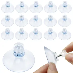 16 Screw Suction Cup Hooks For Glass 40mm Clear Pvc Plastic Sucker Pads Holder Without Hook Organization Decoration Bathroom Wall Door Window Car ShadeQuesear