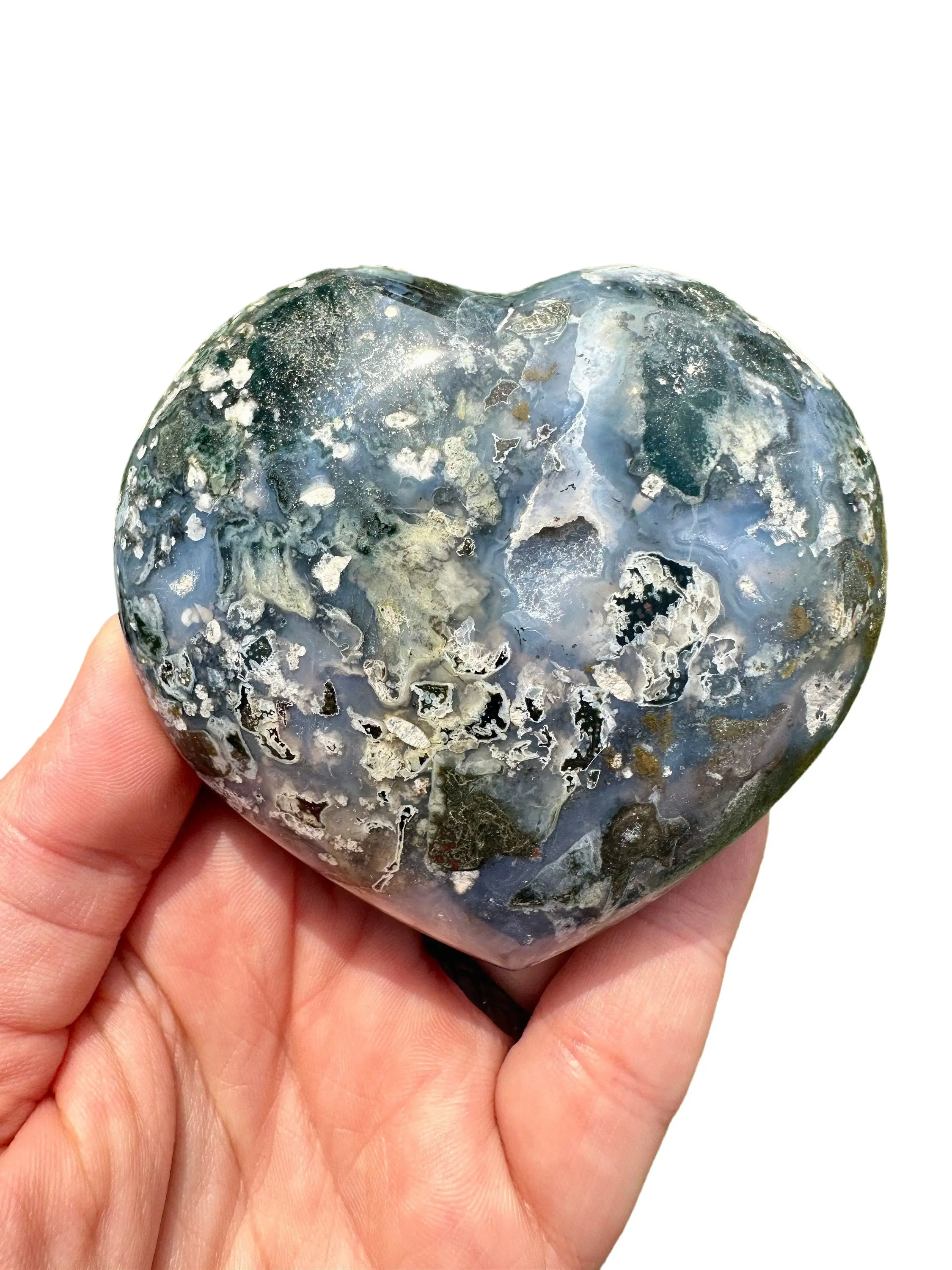 New Moon Beginnings Cosmic Jasper Heart Gemstone, Heart-Shaped, Natural Color, Unique Pattern, Ideal for Home Decor and Jewelry