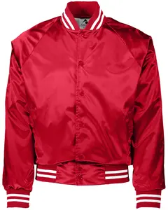 Augusta Sportswear 3610 Satin Baseball Jacket Striped Trim