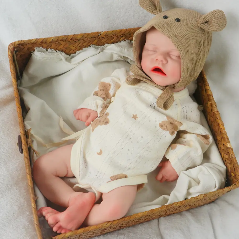 FunCuddle NO.4 doll, 17.5inch reborn baby doll-Girl, full silicone doll, reborn doll, lifelike skin&appearance, suitable for companionship and role-playing toy dolls, exquisite packaging