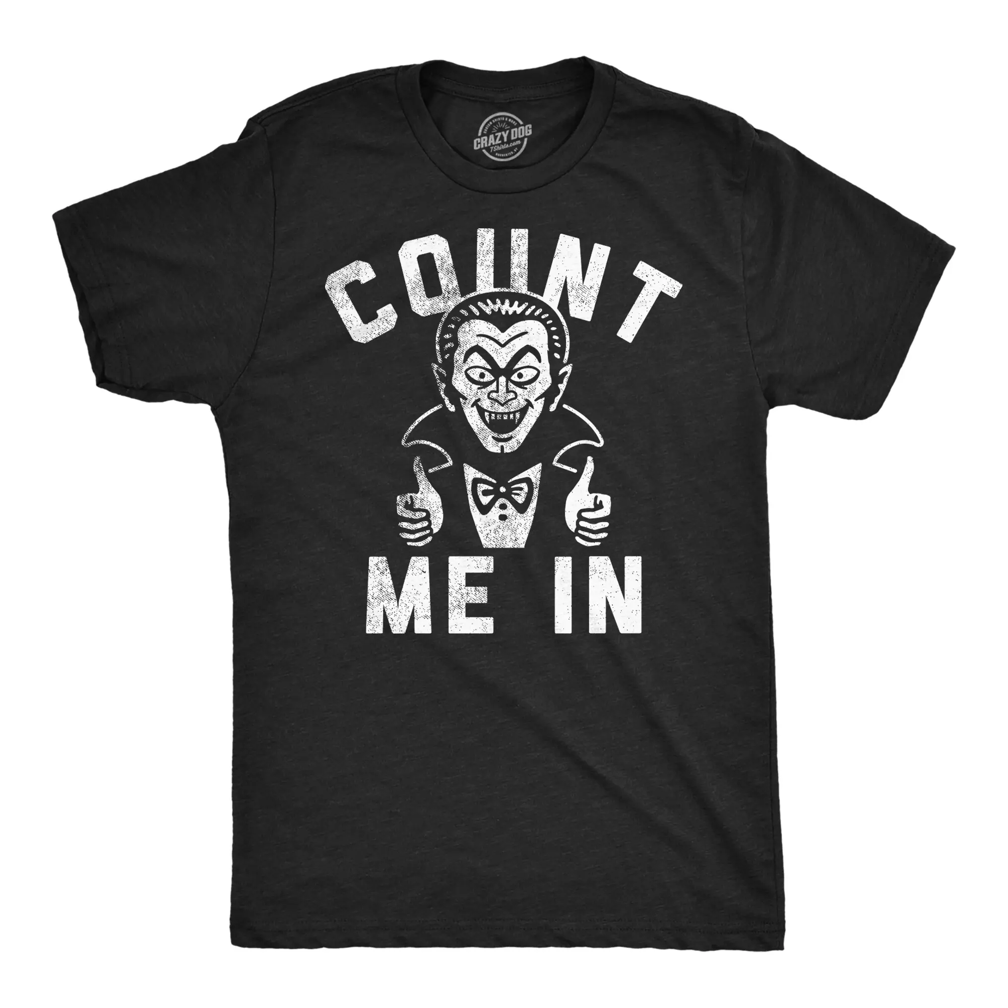 Mens Funny T Shirts Count Me In Sarcastic Halloween Vampire Graphic Novelty Tee for Men Mens Funny T Shirts Cool Vintage Fashion T-Shirt Gift Classic Menswear Halloween Apparel for Men Funny Sarcastic Short Black -