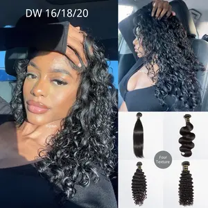 [Ashine] 10-30 inches Salon Quality Brazilian Virgin Bundles 100% Human Hair Straight/Body Wave/Deep Wave/Deep Curly Wigs Natural Color