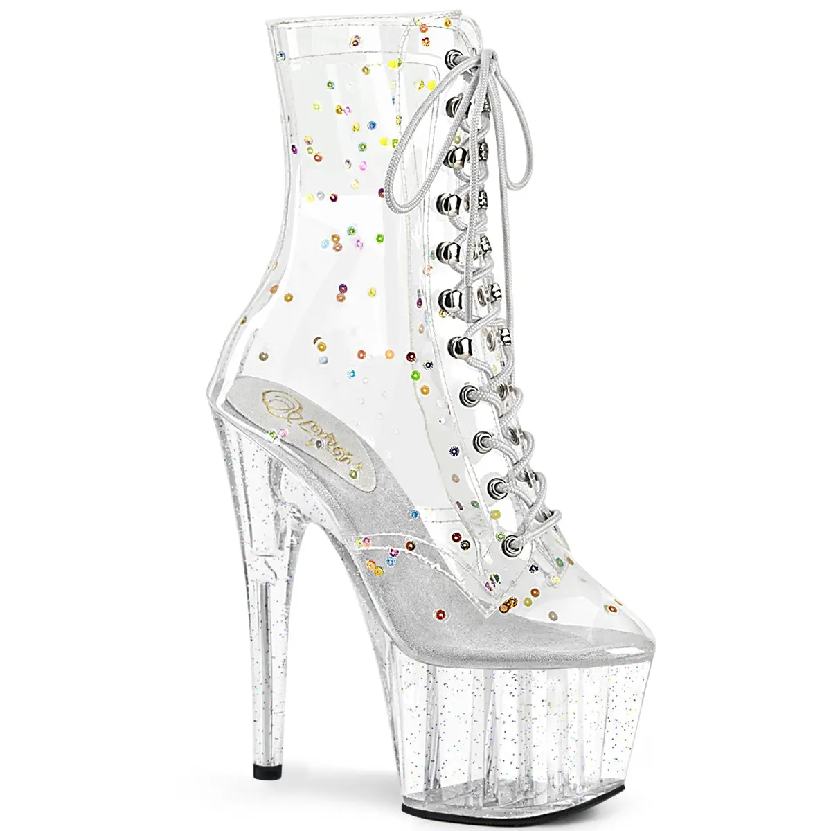 7 Inch Heel ADORE-1020C-2 Clear Dress Boot Platform