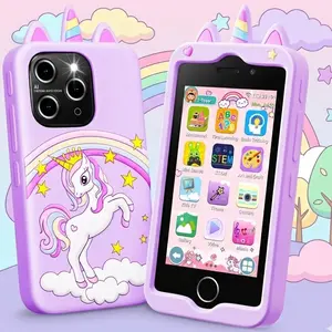 EFFUN Kids Electronic Learning Smartphone (4.0"), Unicorn Design with Extra Large Triple Camera, STEM Montessori Puzzle Games, Music, Online Video, DIY Sticker & Floral Bookmark Kit, Valentine's Day Travel Gift for Ages 3-9 (No YouTube)
