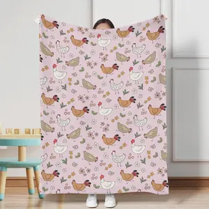 Flannel Blanket | Cute Chicken Floral Hen Rooster Soft Flannel Baby Blanket, Boho Retro Flowers Farm Animals Design For Newborn Toddler Boys Girls, Ideal For Nursery Crib Bed Swaddle Receiving Playmat Home Decor | Home & Gift