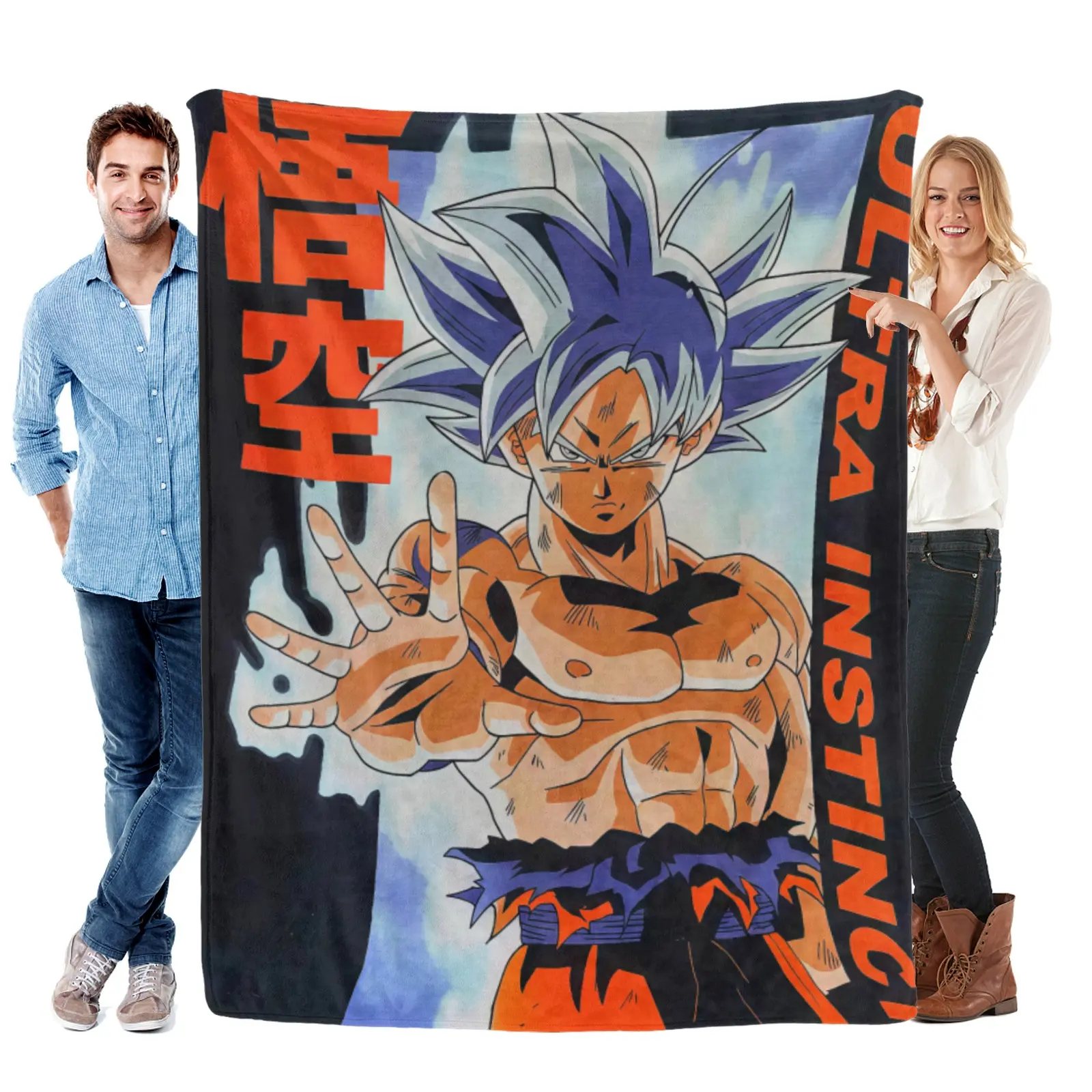 [Summervibes] Dragon Ball Son Goku Cartoon Print Blanket，Lightweight Flannel Blanket，Anime Bedding Set，Dragon Ball Z Stuff