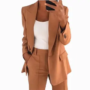 2025 New Spring and Autumn High-Grade Slim Fit Temperament Suit Coat & Trousers Suit Women Long Sleeve Basic Comfortable Women's Casual Outfits Khaki Top Blazer Tuxedo Elegant Womenswear