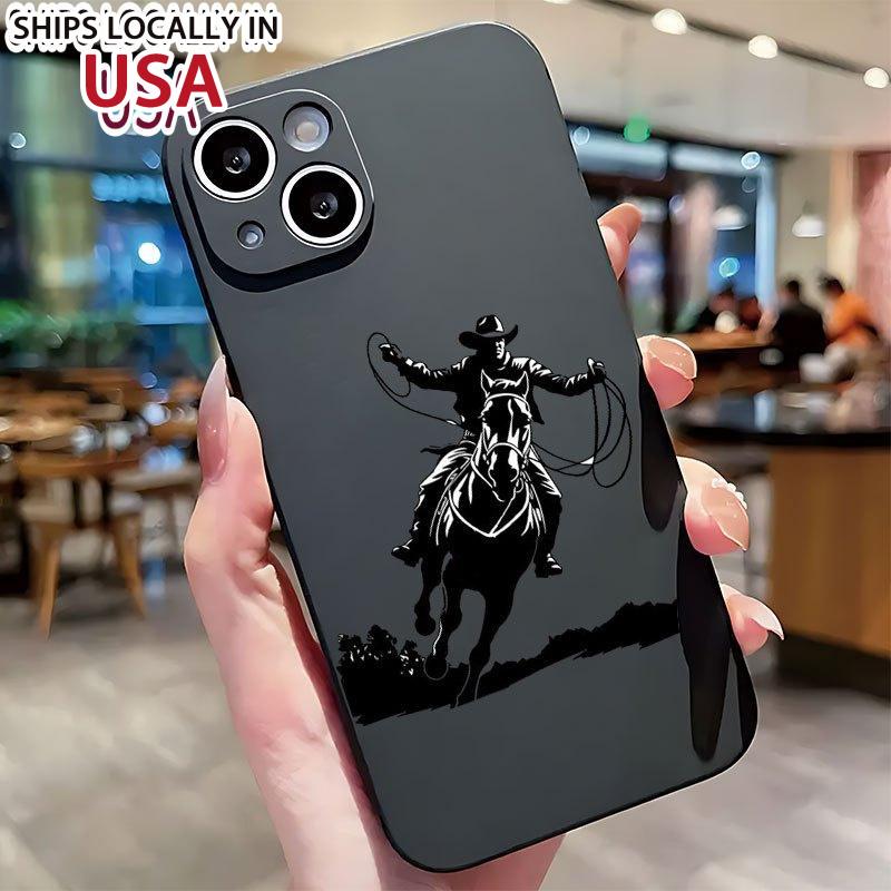 Cowboy silhouette on horseback UV printing soft phone case 360 degree full protection phone cover for iPhone 11 12 13 14 16 pro max 15 XR X/Xs 7 8 plus se mini
