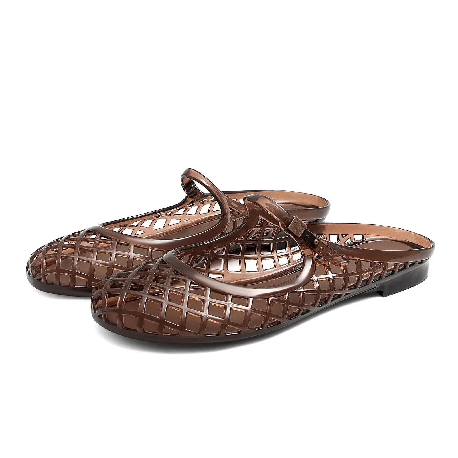 SOVANYOU Jelly Sandals for Women Clear Sandals Jelly Shoes Women Mary Jane Mules Open Toe Slides Cute Comfortable Beach Summer Sandal Buckle Slippers