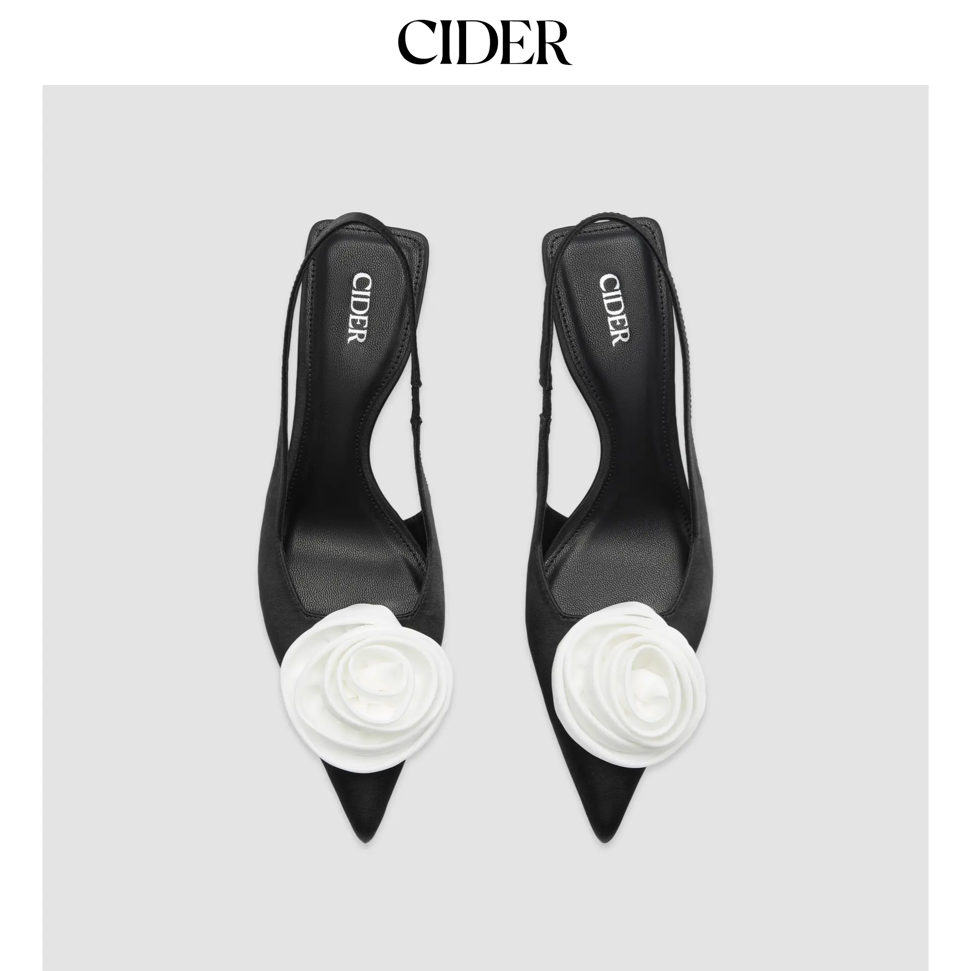 Cider [3 colors, size 6-11] ROSE SATIN SLINGBACK HEELS