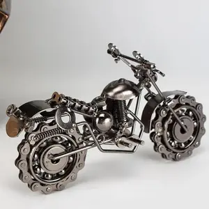 Home Decor Art Model Creative Retro Iron Art Motorcycle Model Metal Scooter Collection Simple Modern Ornaments Motorcycle Gifts Decorative Sculpture Antique