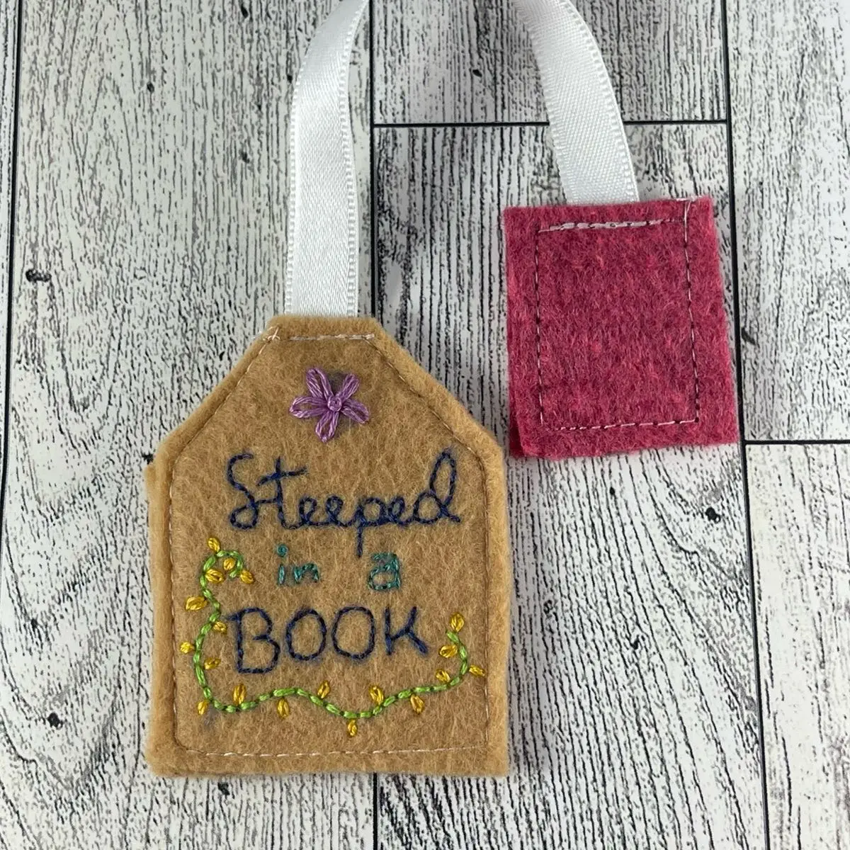 Hand Embroidered Felt Teabag Bookmark - Perfect for Office Stationery Supplies