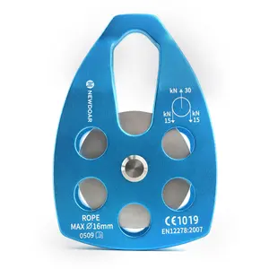 NEWDOAR 30KN Large Rescue Pulley CE Certified Single Sheave with Swing Plate for Rock Climbing Hauling High Durability Anodized Light Alloy