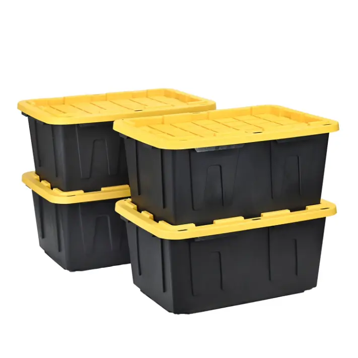 27 Gal Heavy-Duty Modern Plastic Storage Tote with Lid - Stackable, Durable Home Utility Bin for Home, Garage Organization (1 Pack or 4 Packs)