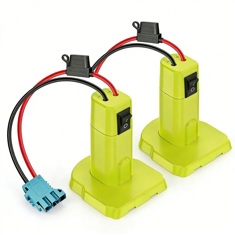 2 Packs Battery Adapter Converter for Ryobi 18V ONE+, Power Wheels Adapter Conversion Kit with On/Off Switch, Fuse Protection & Wire Connectors, Sturdy for Electric Toy Modification