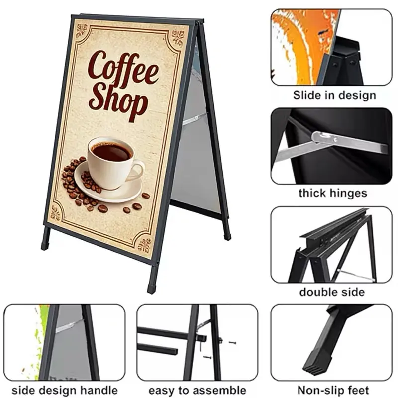 Double-Sided A-Frame Sign Stand 24x36 for Indoor & Outdoor Use Custom Design Setup Foldable with Non-Slip Feet for Small Businesses & Events