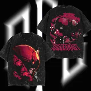 The Unstoppable "Juggernaut" Cain Marko - Xmen: The Last Stand MCU Comics Edition Double Printed Oversize Lightweight Acid Washed Tee TV Series Graphic Design Top Cotton Streetwear Comic Superheroes T-Shirt Clothes Menswear Womenswear DMH