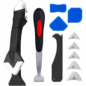 Caulking Tools - Sealant Finishing Tools Paste Removal Scraper, Caulk Remover, Glazing Corner Scraper, Rubber Handled Stainless Steel Knife