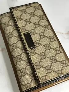 Pre-owned GUCCI canvas Small Leather Goods Supreme long wallet