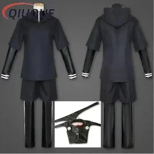 Kaneki Ken Cosplay Costume Hoodie Jacket Pants Shorts Full Set Outfits Men Uniforms Masks Anime Comic Suit Props Accessories