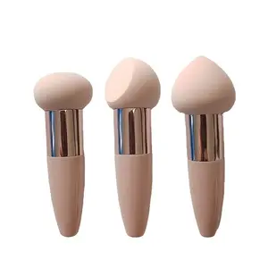 3-Pack Mushroom Head Heart-Shaped Makeup Sponges, Handle Design, Powder-Resistant, Dry & Wet Use, Beauty Tools for Foundation Application