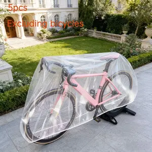 5-Pack Bicycle Covers for Road Bikes, High-Transparency Material, Elastic Fit, Quick Wear, Compatible with Multiple Bike Types, Portable