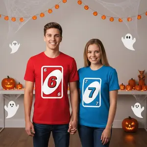 6 7 Trend Halloween Shirt, Uno Card Costume Matching Tee, Funny Couples  Shirts, Playing Cards Halloween Family T-Shirt