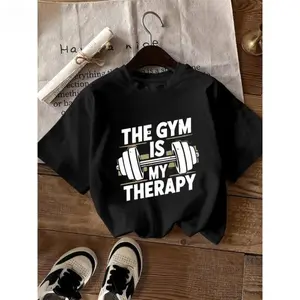 Unisex Women's Gym Motivation Graphic T-Shirt Workout Tee With Barbell Design  Casual Fitness Apparel For Women Sporty Crew Neck Short Sleeve Shirt