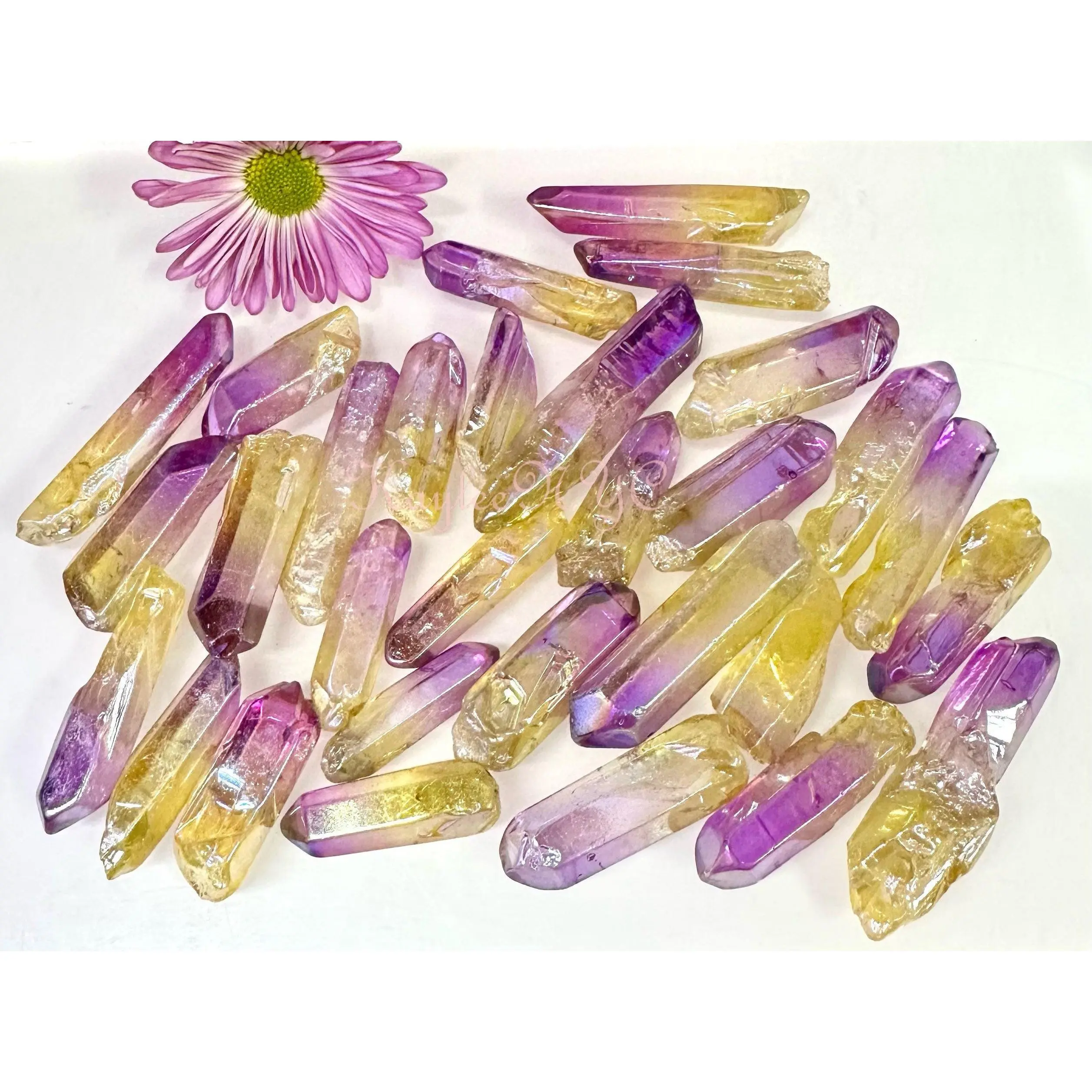 Wholesale Lot 1 Lb Rainbow Aura Quartz Wand Tumble Crystal Nice Quality