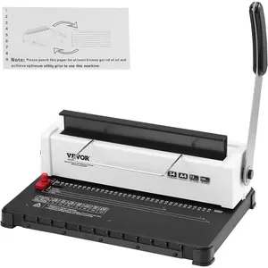 VEVOR Coil Spiral Binding Machine, Manual Book Maker 34-Holes Binding 120 Sheets, Punch Binder Adjustable 3/16" - 9/16" Coil Binding Spines, for Letter Size, A4, A5